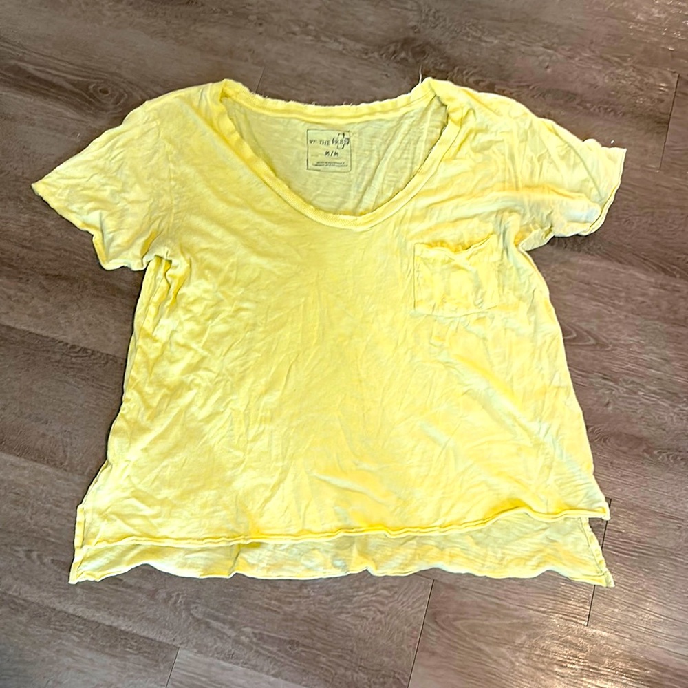 We the Free oversized yellow front pocket tee